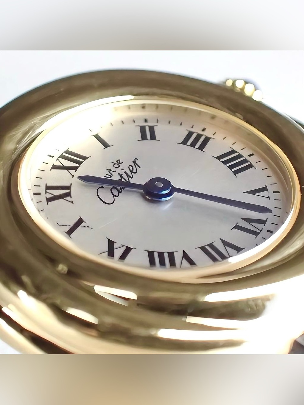 AUTHENTIC RARE VINTAGE CARTIER TRINITY BLACK LEATHER WATCH - WITH BOX - Picture 10 of 16
